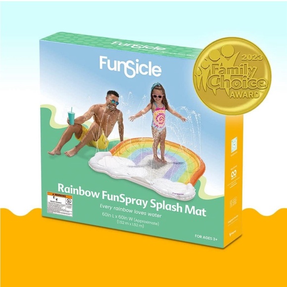 Funsicle5ftRainbow🌈FunSpray Kids👦🏻👧🏻Splash Mat w Sprayers 4 AboveGroundPool - Picture 5 of 9